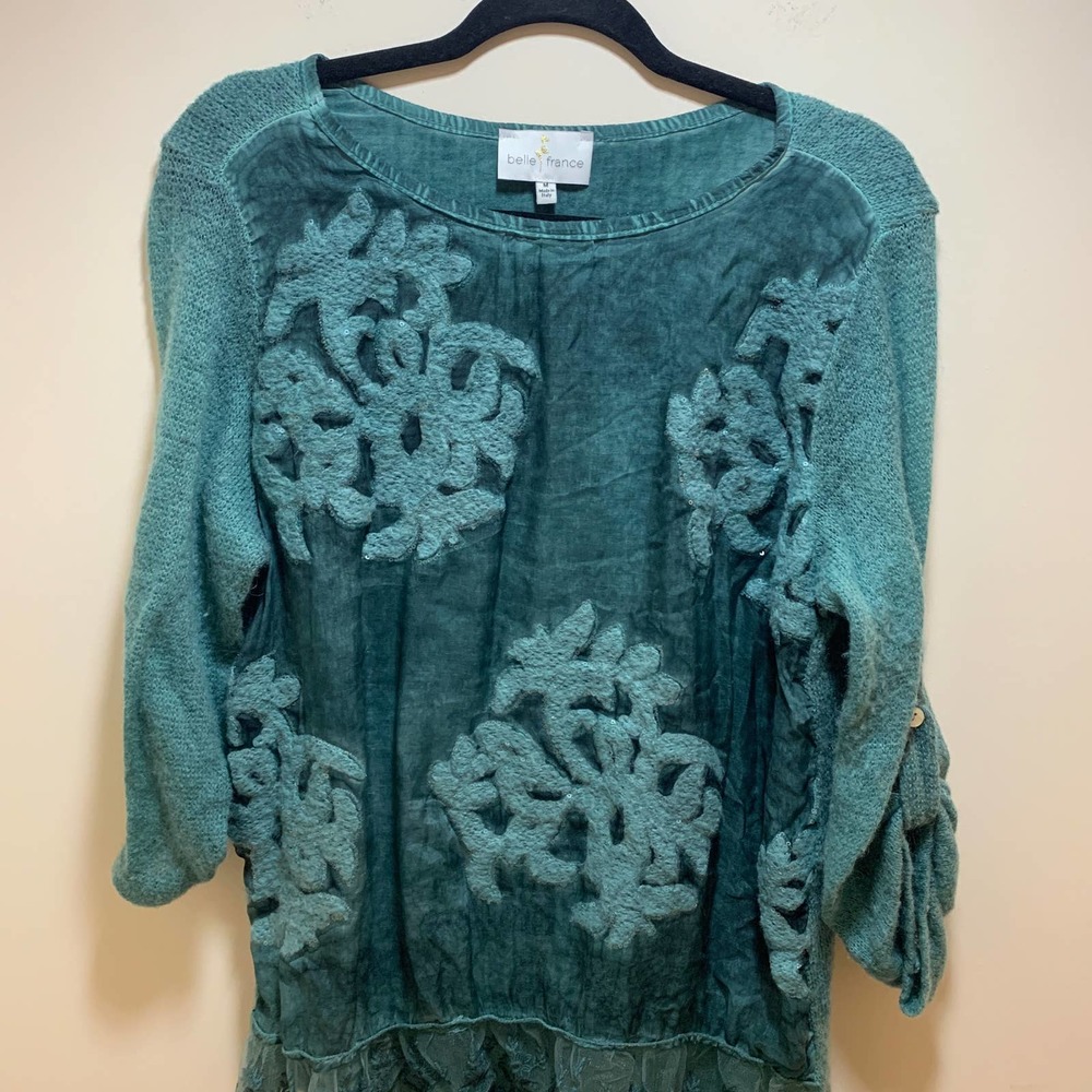 Belle France Silk Long Sleeve Pullover Medium